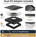 16 Pack Solar Post Cap Lights 4x4, Dual-Color Waterproof Fence Post Solar Lights, Fits 4x4 Vinyl or 3.5x3.5 Wood Posts, Dusk to Dawn Outdoor Lighting for Deck, Garden & Porch Decor, Black - Image 3
