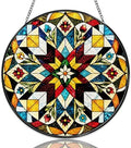 Stained Glass Window Hanging Geometric Floral Mandala Sun Catchers Colorful Round Flower Pattern Suncatchers Decorative for Home Garden Outdoor & Indoor Colorful Gift 9.8 Inch by Unknown