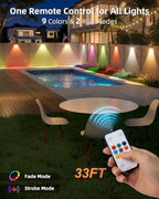 JOFIOS Solar Fence Lights Outdoor with Remote, 8 Pack, 9 Fixed Colors ＆ Color Changing Fence Lights Solar Powered Waterproof IP65 Dusk-to-Dawn LED Deck Lighting for Patio, Railing - Image 2