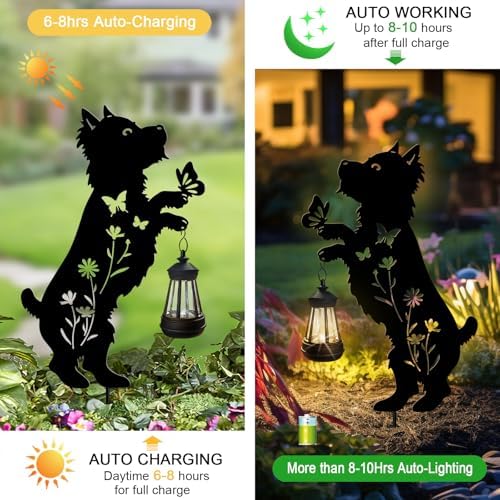 Yorkie Gifts for Women,Dog Solar Lights Outdoor Pathway Yard Garden Stakes - Image 5