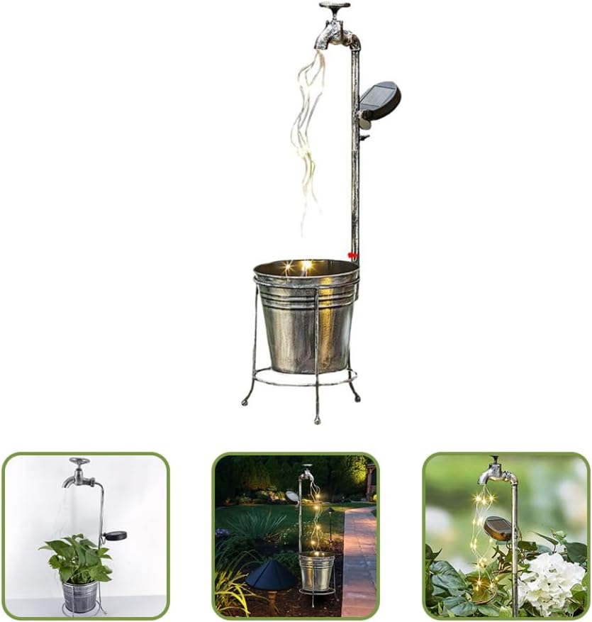 Milisten Solar Garden Planter Lights Retro Iron Design Outdoor Solar Watering Can Decoration for Lawn Patio and Garden Decorative and Landscape - Image 3