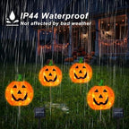 BRIGHTDECK Halloween Solar Pathway Lights Outdoor, LED Decor, Light Up Solar Stake Lights for Holiday, Halloween, Walkway, Sidewalk (Foldable Pumpkin, 4-Pack) - Image 7
