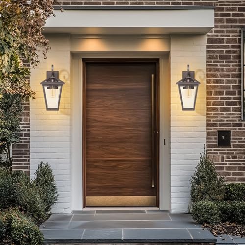 Outdoor Light Fixtures Wall Mount, Waterproof Exterior Wall Lanterns with Glass, Outside Wall Sconces, Front Porch Lights for House Garage Doorway Patio, Oil-Rubbed Bronze - Image 2