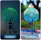 10" Diameter Garden Gazing Balls with Metal Stand (Green Blue) - Image 4