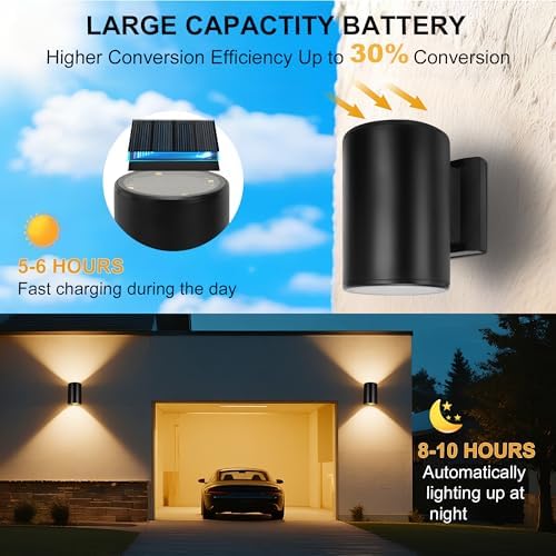Livinlarge Solar Wall Lights Outdoor,Wall Sconce Waterproof Up and Down - Image 4