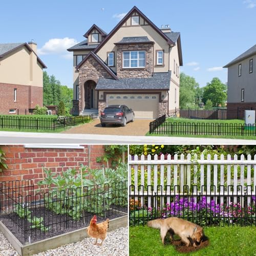 10 Panels No Dig Animal Barrier Fence, 13in(H) x 14ft(L) Garden Edging Border Fencing, Rustproof Metal Stakes Decorative Garden Fence, Dog Digging Defense Fencing Barrier for Outdoor, Yard, Patio - Image 7