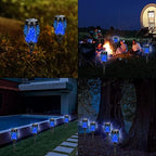 Solar Lights Outdoor Waterproof Blue, Upgraded Solar Torch Lights with Flickering Flame, Mini Solar Outdoor Garden Lights Tiki Torches for Outside Patio Yard Pathway Christmas Decor - Image 2