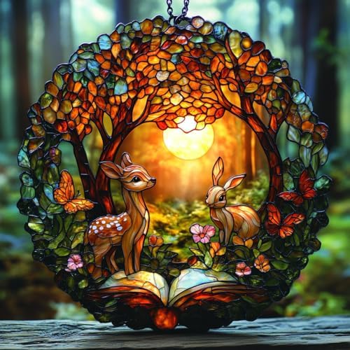 Books of Jungle Deer Acrylic Suncatcher by AVAGAN
