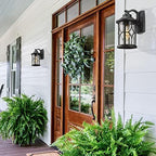 zeyu 2 Pack Outdoor Wall Lights, Exterior Light Fixture for Front Porch House, Die-Cast Aluminum with Seeded Glass, Black Finish, ZX48B-2PK BK - Image 4