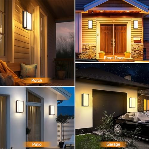 wowlite Outdoor Porch Lights, 3CCT LED Wall Sconces, Matte Black, 2 Pack - Image 6