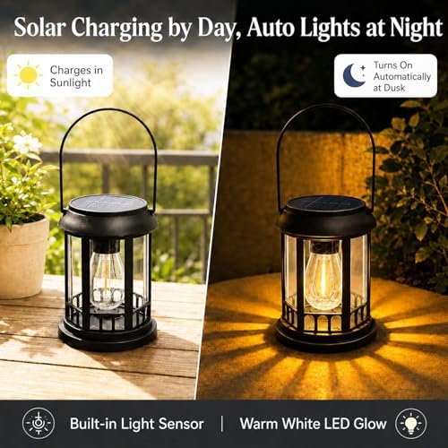 Yowin 4 Pack Solar Lanterns Outdoor Waterproof Hanging Solar Lamp with Bulb - Image 5