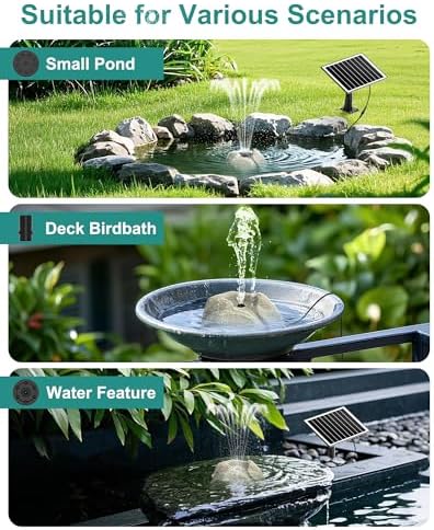 Rock Solar Fountain for Bird Bath, Dry-Run Protect,10 Nozzles(White) - Image 4
