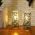 JHY DESIGN Set of 2 Metal Battery Powered 9''High Accent Cordless LED Bulb Huge Fan Patterned Battery Lamp for Weddings Parties Patio Garden Indoors Outdoors Table Bed Room - Image 4