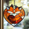 Cute Loving Couple Fox Acrylic Suncatcher by AVAGAN