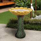 SKYFIRE 24.4” Tall Outdoor Concrete Bird Bath - Sunflower Birdbath Bowl with Green Leaf Pedestal for Garden, Patio, Lawn, Backyard,Outdoor Decor -20”Dia. X 24.4”H Garden Decor Statue Flower Birdbaths - Image 2