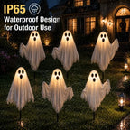 6 Pack Halloween Ghost Solar Lights, Ghost Pathway Lights with Stakes - Image 5