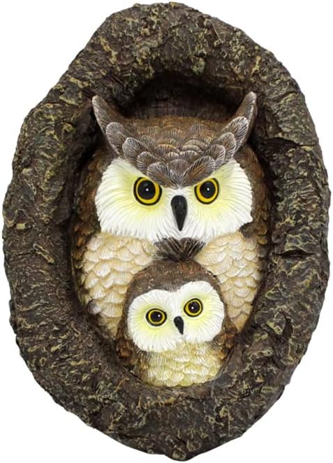 Resin Owl Mom and Baby Tree Hugger, Realistic Tree Trunk Decor Outdoor, Whimsical Cute Bird Garden Art Statue, Handmade Weather-Resistant Yard Animal Sculpture by Unknown