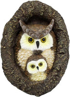 Resin Owl Mom and Baby Tree Hugger, Realistic Tree Trunk Decor Outdoor, Whimsical Cute Bird Garden Art Statue, Handmade Weather-Resistant Yard Animal Sculpture by Unknown