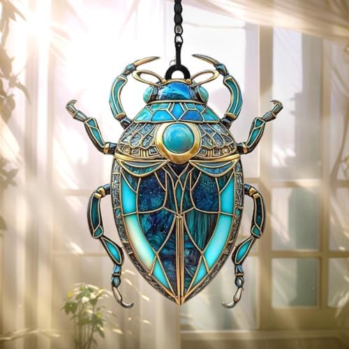 Acrylic Suncatcher Indoor Colorful Window Hanging Ornament Outdoor Sun Catcher Panel for Home Decor Car Garden Crystal Gift Scarab Beetle Egyptian Symbol Suncatcher by Unknown