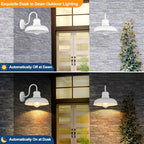 TOBUSA 2-Pack Dusk to Dawn Outdoor Wall Lights, Waterproof Farmhouse Gooseneck Barn Lights, 11.5'' White Outside Wall Sconces for House, Porch, Garage - Image 2