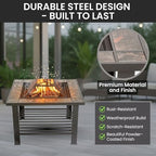 Fire Pit - 30-Inch Outdoor Firepit Table with Screen, Cover, and Poker - Outdoor Fire Pits for Backyard, Deck, Patio, or Porch by Pure Garden (Black) - Image 3