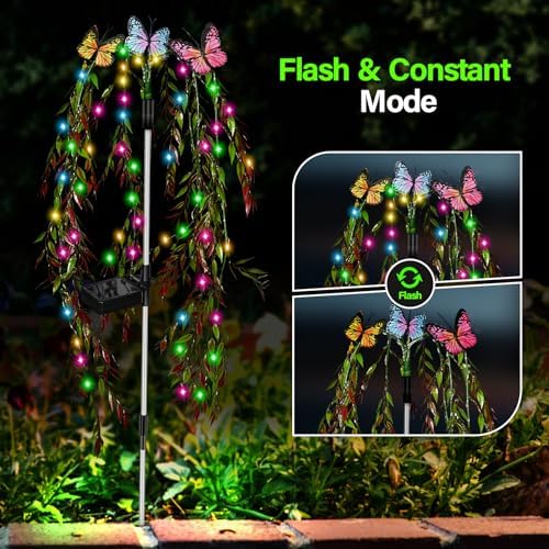 Solar Garden Lights, 2Pack Swaying Butterfly Tree Light Outdoor - Image 4