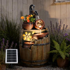 29" Tall Barrel Solar Water Fountain Outdoor Garden by Pivotify