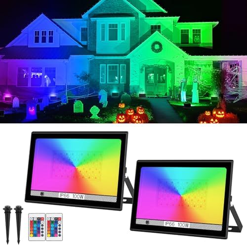 T-SUN RGB Led Flood Light 100W,1000W Equivalent 10000LM Outdoor Flood Light by T-SUN