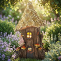 Topadorn Solar Fairy House Garden Statue, 12" Resin Cottage with LED Light by Topadorn