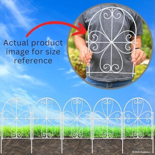 ShopLaLa Garden Fence (10 Panels) 12.5inx16.5in White Metal Wire Fencing - Image 5