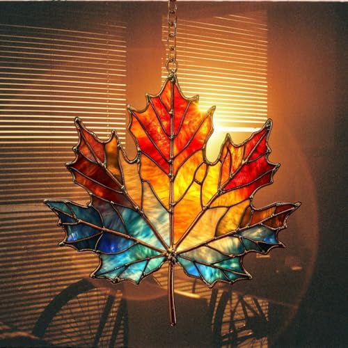 Rainbow Maple Leaf Acrylic Suncatcher - Image 7