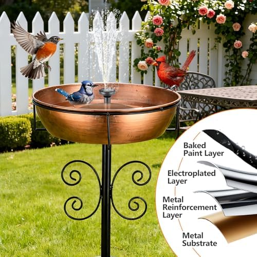 3" Deep 43" Tall Metal Bird Bath for Outside, Birdbath for Outdoors - Image 4