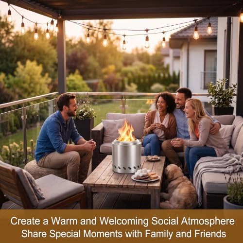 9.7 x 7.1 Inch Stainless Steel Tabletop Fire Pit Mini Smokeless - Image 7