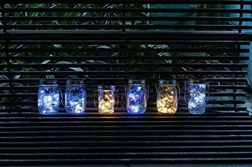 Solar Mason Jar Lights, 12 Pack 30 LED Fairy Star Firefly String Lids Lights with 12 Hangers for Patio Yard Garden Party Wedding Christmas Decoration(Jars Not Included) - Image 7