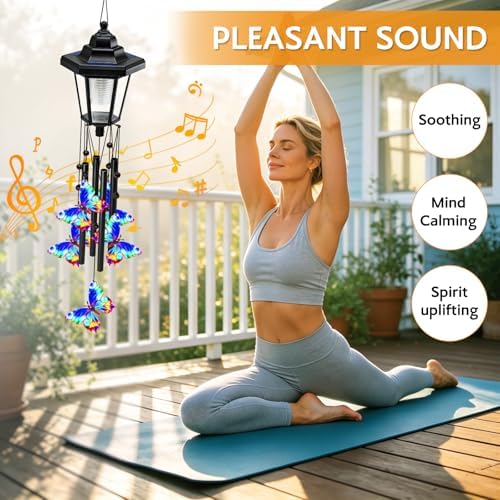 2 Pack Solar Butterfly Wind Chimes, Gifts for Women Mom Grandma Wife Sister Daughter Neighbor, Black Metal Wind Chimes with Wind Catcher, Solar Decor Lights for Outdoor Garden Patio Yard Porch Window - Image 6