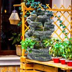 6-Tier Cascading Rock Water Fountain, with LED Warm Light, Outside Patio Water Features Fountain, Garden Waterfall Decor for Patio, Backyard, Porch and Home Art Decor (Cascading Rock Water Fountain) - Image 3