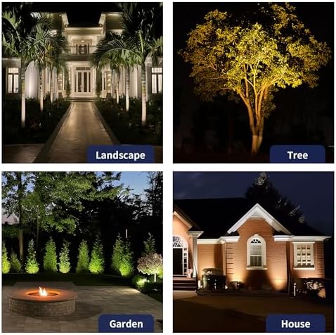 Gardenreet Die-Cast Brass Spot Light LED, Outdoor 12V Uplighting Waterproof, Low Voltage Landscape Lights Metal Black for Fence Fountain, with Warm White MR16 Replaceable Bulbs (12 Pack) - Image 5