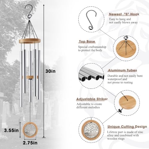 Personalized Memorial Wind Chimes Tree of Life Gift for Loss Ones - Image 3