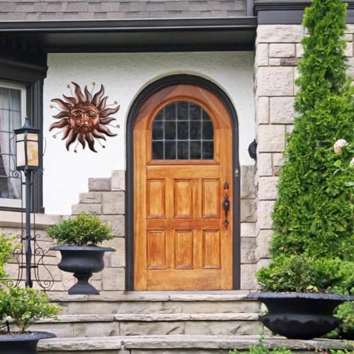 Metal Wall Art Decor Outdoor Inside with Sun Face, 26 Inch Large Outside Sun Metal Decorations Hanging on House, Living Room, Bedroom, Patio, Fence, Yard - Image 2