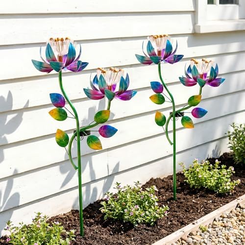Solar Wind Spinner Outdoor 2-in-1 Garden Decor with LED Lights - Image 5