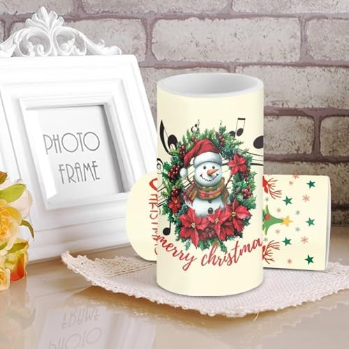 2 Pack Flameless Candles with Remote Candles with Timer Lanterns Battery Operated Flameless Pillar Lights for Dining Table Decoration, Snowman Christmas Deer Stars - Image 3