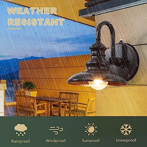 LONEDRUID Dusk to Dawn Sensor Outdoor Gooseneck Barn Light Fixture Brown - Image 3