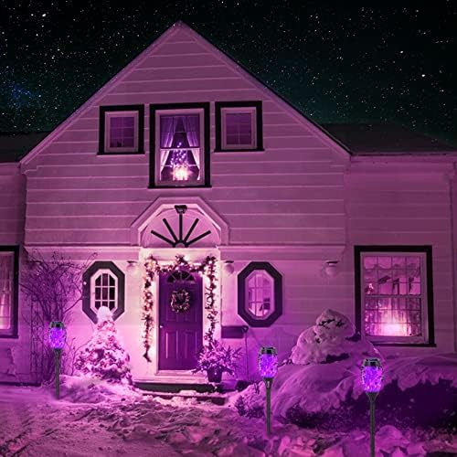 EOYIZW 8 Pack Purple Solar Torch Lights Outdoor, Halloween Decoration - Image 7