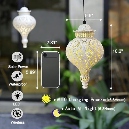 Moroccan Solar Lanterns Outdoor Waterproof Hanging Garden Decor - Image 3