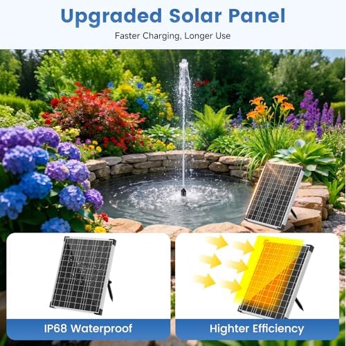 NFESOLAR 30W Solar Fountain Pump, 280GPH Solar Pond Pump with Foldable Solar Panel, Adjustable Flow Solar Water Pump with 6.6FT PVC Tubing for Outdoor Pond, Garden, Waterfall, Hydroponic, Pool - Image 3
