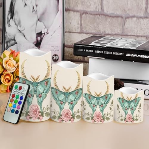 Butterfly Flameless LED Candles with Remote Timer Electric Fake Candle Color Changing Pillar Candles Battery Operated for Table Centerpiece Home Indoor Wedding Decoration Set of 4 - Image 4