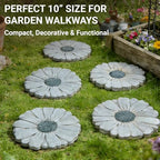 2 Pack Daisy Cement Stepping Stones 10 Inch, Heavy Duty Garden Pathway Stones, Non Slip Outdoor Walkway Decor for Yard Patio Lawn, Weather Resistant Fall Garden(Gray) - Image 4