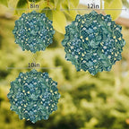 Dark Green Flower Wind Spinner for Garden Yard 12In, Spring Blue Yellow Floral Country 3D Stainless Steel Kinetic Hanging Wind Spinners Rustproof Outdoor Decor for Lawn Patio Home - Image 4