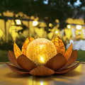 AIINY Solar Light Outdoor(2Pack), Art Crackle Globe Glass Lotus Decoration, Solar LED Waterproof Metal Flower Lights for Patio,Lawn,Walkway,Tabletop by AIINY