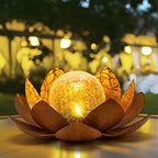AIINY Solar Light Outdoor(2Pack), Art Crackle Globe Glass Lotus Decoration, Solar LED Waterproof Metal Flower Lights for Patio,Lawn,Walkway,Tabletop by AIINY